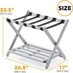 Fully Assembled Bamboo Foldable Luggage Rack With Storage Shelf, Gray 13 Fully Assembled Bamboo Foldable Luggage Rack With Storage Shelf, Gray -NeatNest Store 71RcknczkyL. AC SL1500