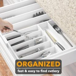 Expandable Kitchen Utensil Organizer 2.5" High White -NeatNest Store 71gWQN71I1L. AC SL1500