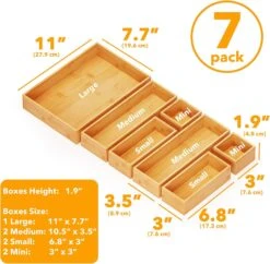 7-Piece Bamboo Drawer Organizer Set With Wood Trays -NeatNest Store 71hVR62vQkL. AC SL1500