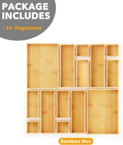 14-Piece Bamboo Drawer Organizer Storage Boxes Set -NeatNest Store 71l4MbAwu0L. AC SL1500