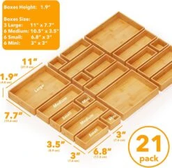 21-Piece Bamboo Drawer Organizer Set - Multi-Use Storage Bins -NeatNest Store 71preG39axL. AC SL1500