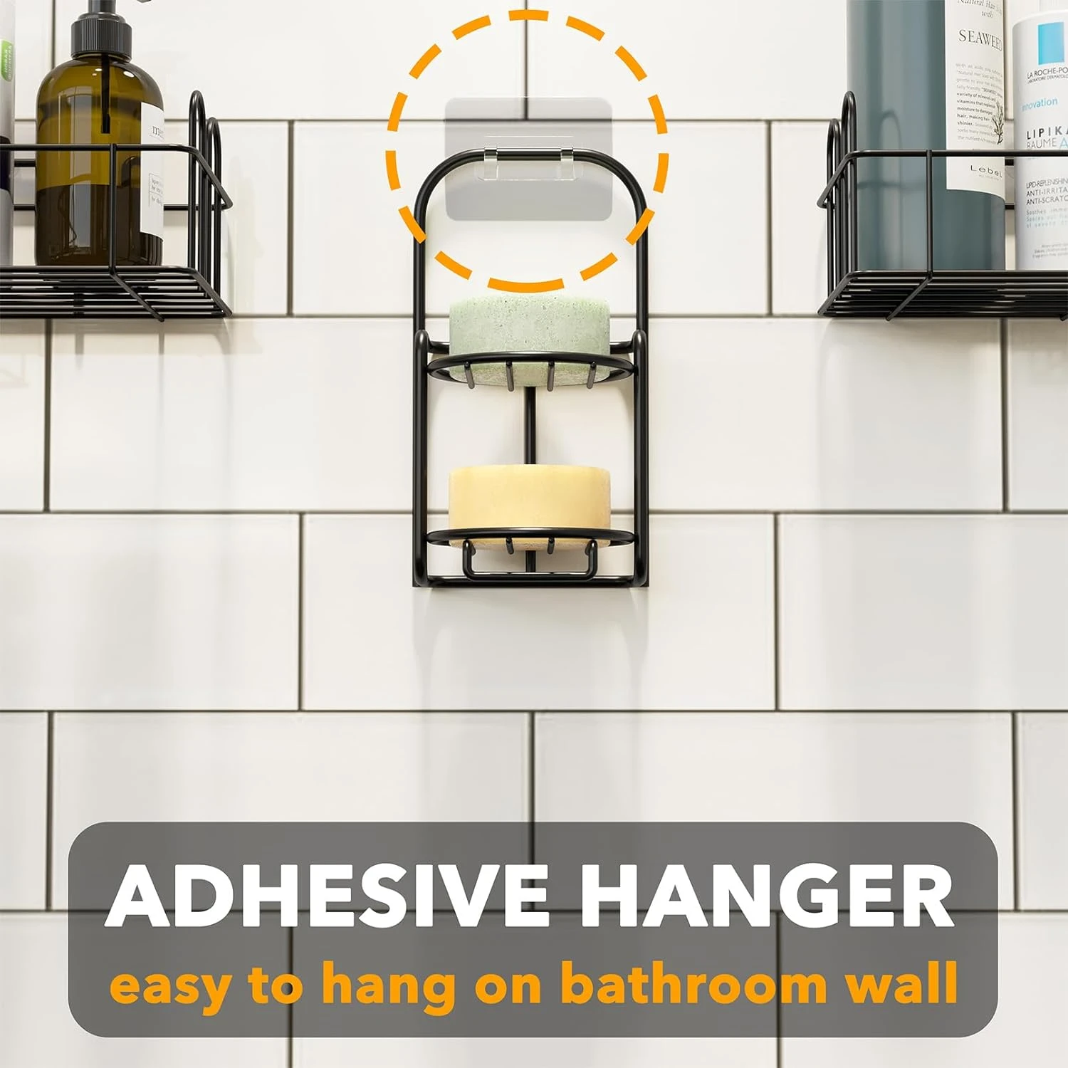 SpaceAid 2 Tier Soap Holder For Shower, Black 2 SpaceAid 2 Tier Soap Holder For Shower, Black - Image 2