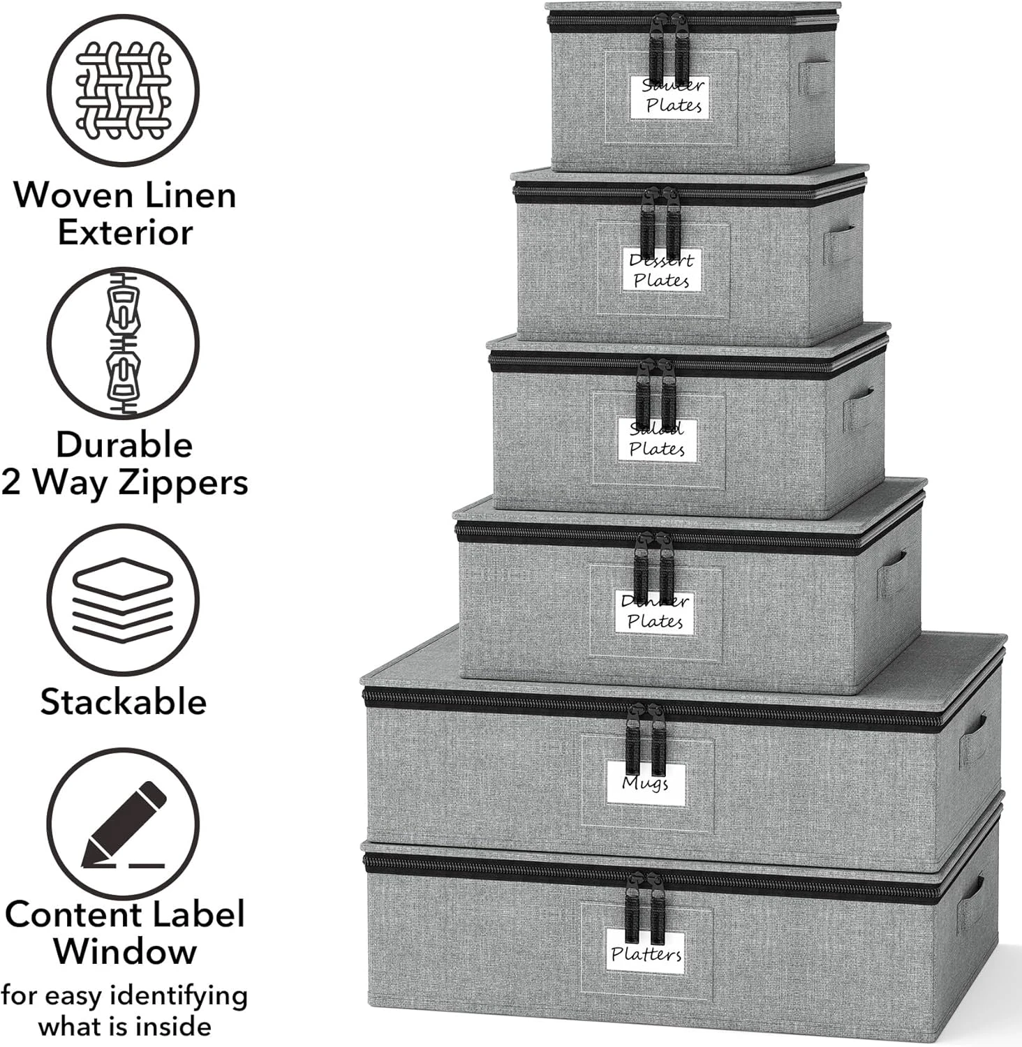 6 Pack Hard Shell China Storage Containers For Dishes And Mugs 4 6 Pack Hard Shell China Storage Containers For Dishes And Mugs - Image 4