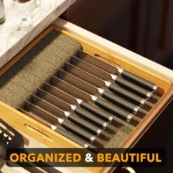 Large Bamboo In Drawer Knife Organizer, 12"W -NeatNest Store 81PNsPcKCrL. AC SL1500