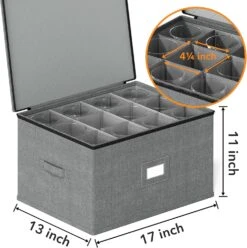 2 Pack Hard Shell China Storage Containers For 24 Glasswares -NeatNest Store 81p K7 NNwL. AC SL1500