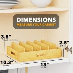 SpaceAid® Bamboo Plastic Lid Organizer For Kitchen -NeatNest Store Plastic Lid Organizer dimensions