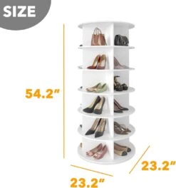 SpaceAid Revolving Shoe Rack Closet 6-Tier White -NeatNest Store Revolving Shoe Rack 3