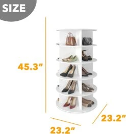SpaceAid Round Spinning Shoe Rack Tower 5-Tier White -NeatNest Store Spinning Shoe Rack 3