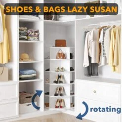 SpaceAid Round Spinning Shoe Rack Tower 5-Tier White -NeatNest Store Spinning Shoe Rack 5