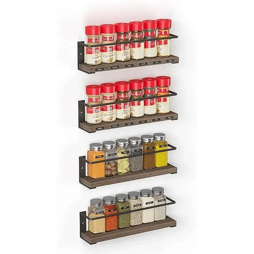 SpaceAid Wooden Wall Mount Spice Rack Organizer For Cabinet Door Or Over The Stove, 4 Pack 1 SpaceAid Wooden Wall Mount Spice Rack Organizer For Cabinet Door Or Over The Stove, 4 Pack
