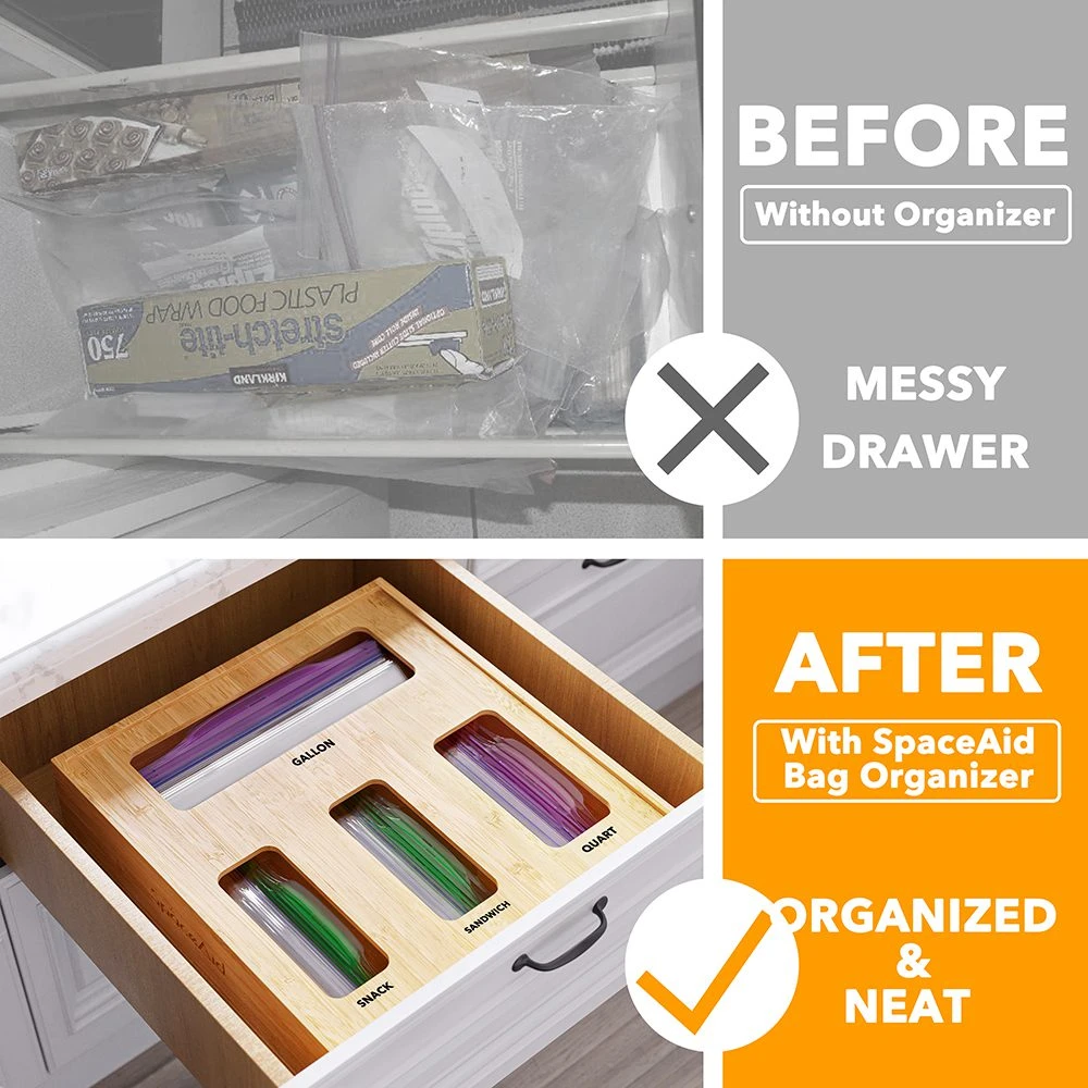 SpaceAid® Food Storage Bag Organizer For Kitchen Baggies Storage Solution With 4-in-1 Box 2 SpaceAid® Food Storage Bag Organizer For Kitchen Baggies Storage Solution With 4-in-1 Box - Image 2