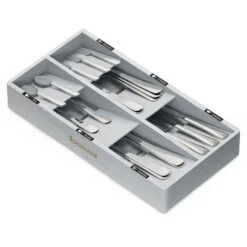 SpaceAid Bamboo Silverware Organizer For Kitchen Drawer, 6 Slots, Gray