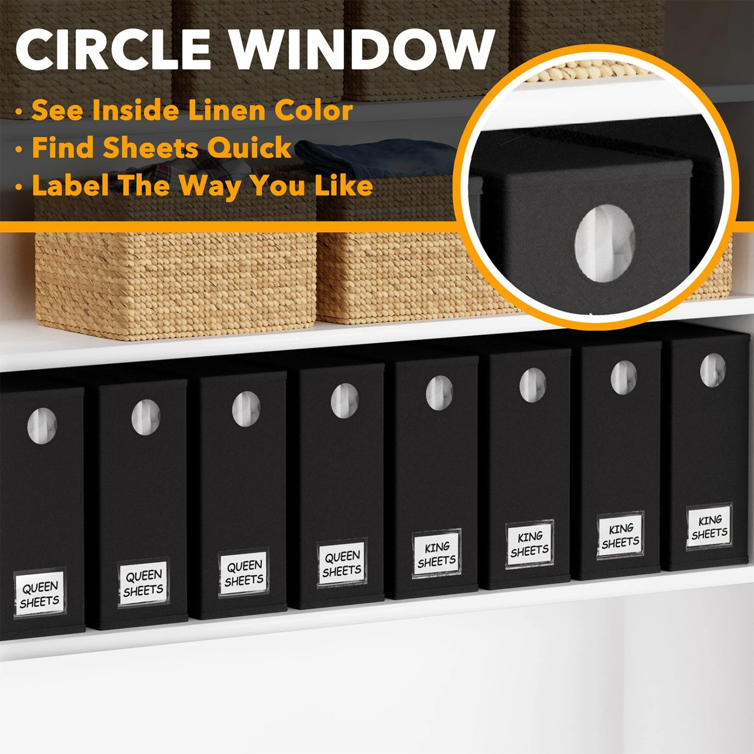 SpaceAid 8 Pack Bed Sheet Storage Organizers For Queen & King Size, Black 4 SpaceAid 8 Pack Bed Sheet Storage Organizers For Queen & King Size, Black - Image 4