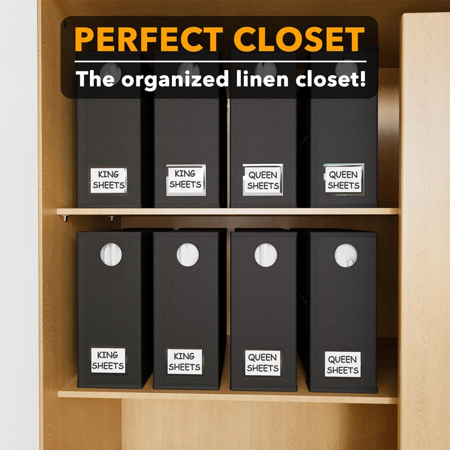 SpaceAid 8 Pack Bed Sheet Storage Organizers For Queen & King Size, Black 5 SpaceAid 8 Pack Bed Sheet Storage Organizers For Queen & King Size, Black - Image 5