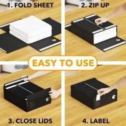 SpaceAid 2 Pack Bed Sheet Storage Container For Linen Closet, Black 9 SpaceAid 2 Pack Bed Sheet Storage Container For Linen Closet, Black -NeatNest Store bed sheet storage container 3