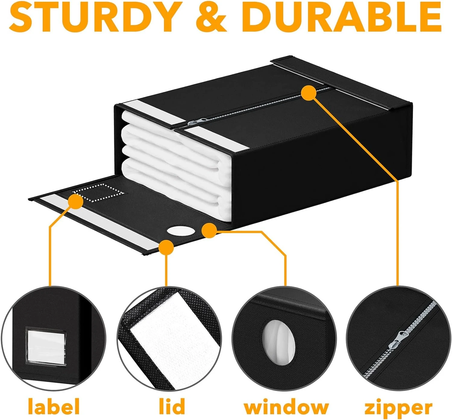 SpaceAid 2 Pack Bed Sheet Storage Container For Linen Closet, Black 6 SpaceAid 2 Pack Bed Sheet Storage Container For Linen Closet, Black - Image 6