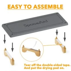 SpaceAid Instant Dry Black Sink Caddy Organizer With Bamboo Feet, Black -NeatNest Store black sink caddy 2