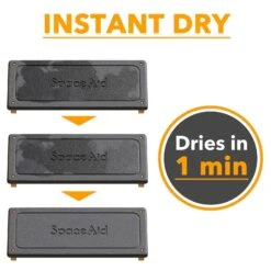 SpaceAid Instant Dry Black Sink Caddy Organizer With Bamboo Feet, Black -NeatNest Store black sink caddy 5