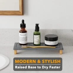 SpaceAid Instant Dry Black Sink Caddy Organizer With Bamboo Feet, Black -NeatNest Store black sink caddy 6