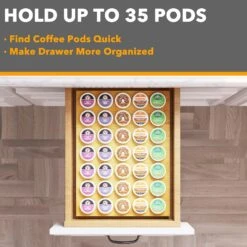 SpaceAid Bamboo Coffee K Cup Organizer For Kitchen Drawer Storage, 35 Slots -NeatNest Store coffee k cup organizer 7