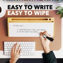 SpaceAid Bamboo Desktop Whiteboard With Organizer Box, 4 Dry Erase Markers And 1 Eraser, Natural -NeatNest Store desktop whiteboard 5