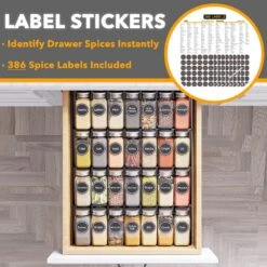 SpaceAid® Spice Drawer Organizer With 28 Spice Jars Compact Spice Rack For Kitchen Drawer -NeatNest Store drawer spice organizer label