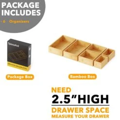 SpaceAid Bamboo Drawer Storage Box Set, 6 Boxes, Natural -NeatNest Store drawer storage box 3