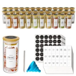 SpaceAid 36 Pcs Empty Spice Jars With Bamboo Lids And Labels, 4oz