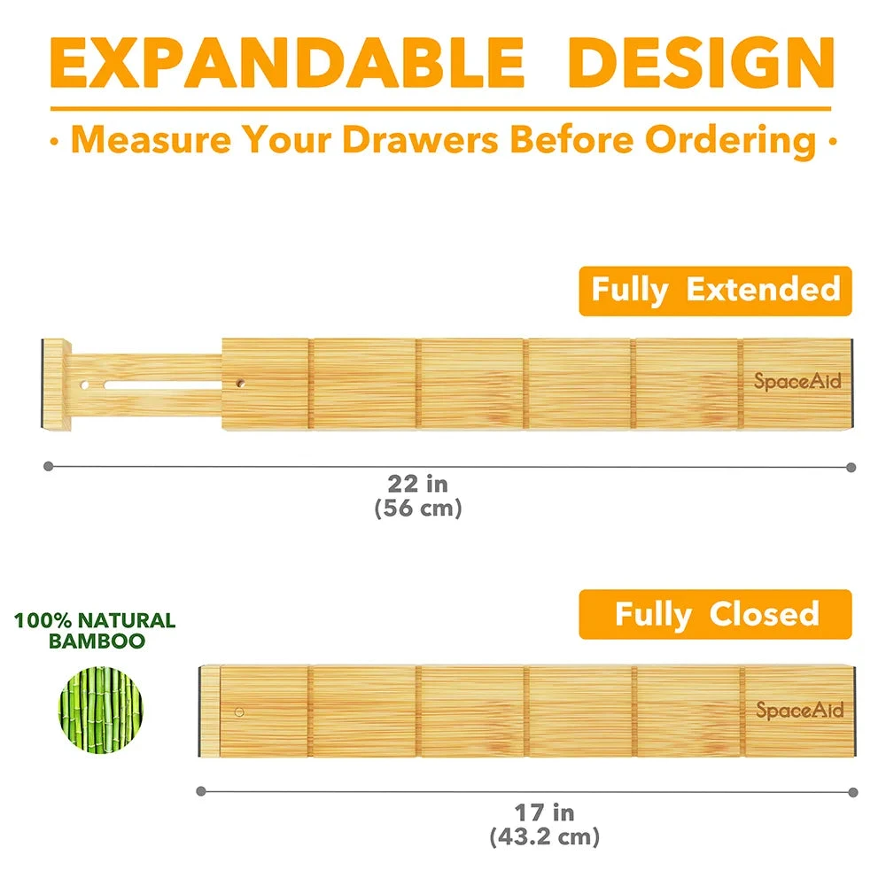 SpaceAid® Bamboo Drawer Organizer Expandable Drawer Dividers 5 SpaceAid® Bamboo Drawer Organizer Expandable Drawer Dividers - Image 5