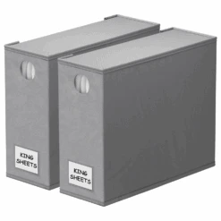 SpaceAid 2 Pack Foldable Sheet Organizer For Linen Closet, Gray