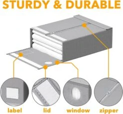 SpaceAid 2 Pack Foldable Sheet Organizer For Linen Closet, Gray -NeatNest Store foldable sheet organizer 6