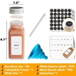 SpaceAid 36 Pcs Glass Spice Jars With Labels -NeatNest Store glass spice jars with labels 5