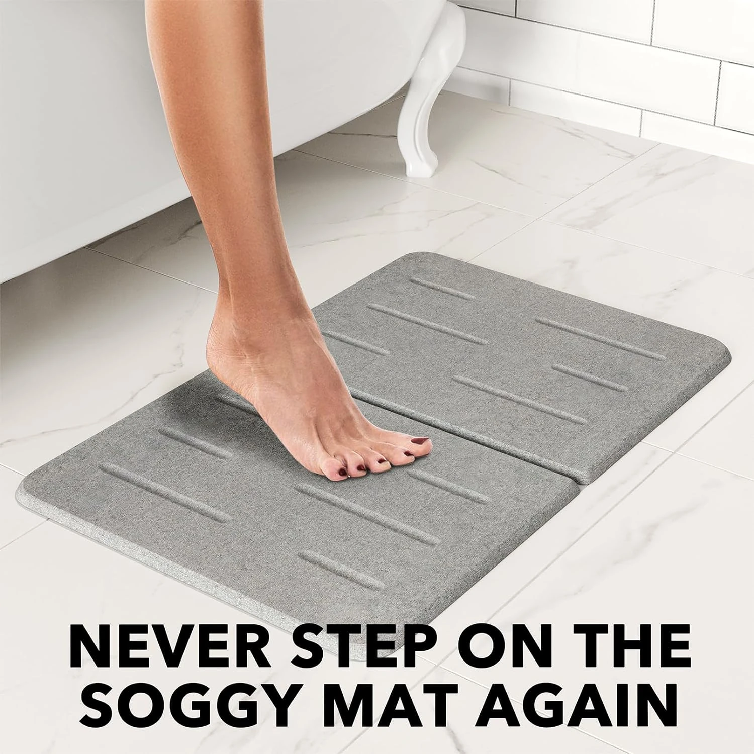 SpaceAid Instant Dry Diatomaceous Earth Stone Bath Mat, Gray 2 SpaceAid Instant Dry Diatomaceous Earth Stone Bath Mat, Gray - Image 2