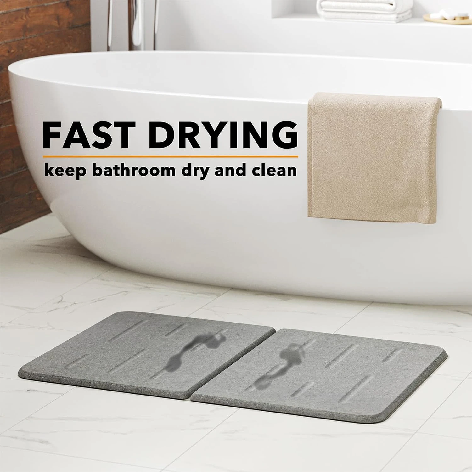 SpaceAid Instant Dry Diatomaceous Earth Stone Bath Mat, Gray 3 SpaceAid Instant Dry Diatomaceous Earth Stone Bath Mat, Gray - Image 3