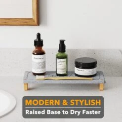 SpaceAid® Quick-Dry Kitchen And Bathroom Sink Caddy Organizer, The Soap And Sponge Holder With Bamboo Feet -NeatNest Store instant dry sink organizer base