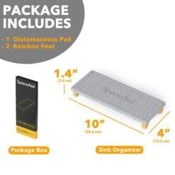 SpaceAid® Quick-Dry Kitchen And Bathroom Sink Caddy Organizer, The Soap And Sponge Holder With Bamboo Feet -NeatNest Store instant dry sink organizer size