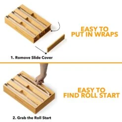 SpaceAid® WrapNeat Organizer Plastic Wrap Dispenser With Cutter For Kitchen 3-Slot 13 SpaceAid® WrapNeat Organizer Plastic Wrap Dispenser With Cutter For Kitchen 3-Slot -NeatNest Store instruction