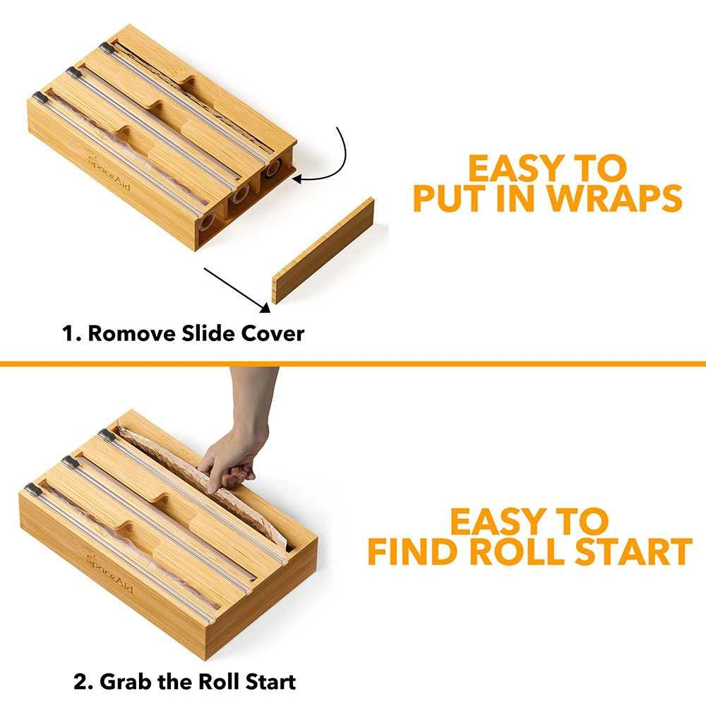 SpaceAid® WrapNeat Organizer Plastic Wrap Dispenser With Cutter For Kitchen 3-Slot 7 SpaceAid® WrapNeat Organizer Plastic Wrap Dispenser With Cutter For Kitchen 3-Slot - Image 7