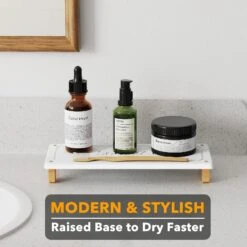 SpaceAid DryingNeat Kitchen & Bathroom Sink Caddy Organizer With Bamboo Feet, White -NeatNest Store kitchen bathroom sink caddy 6