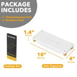 SpaceAid DryingNeat Kitchen & Bathroom Sink Caddy Organizer With Bamboo Feet, White -NeatNest Store kitchen bathroom sink caddy 7