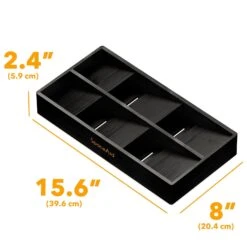SpaceAid Bamboo Kitchen Utensil Drawer Organizer, 6 Slots, Black -NeatNest Store kitchen utensil drawer organizer 3