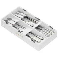 SpaceAid Bamboo Kitchen Utensil Organizer, White, 6 Slots