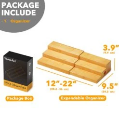 SpaceAid Bamboo Spice Rack Organizer For Cabinet, 3 Tier, Natural -NeatNest Store ladder spice organizer 2