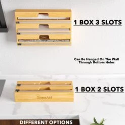 SpaceAid® WrapNeat Organizer Plastic Wrap Dispenser With Cutter For Kitchen 3-Slot 11 SpaceAid® WrapNeat Organizer Plastic Wrap Dispenser With Cutter For Kitchen 3-Slot -NeatNest Store options 3slots