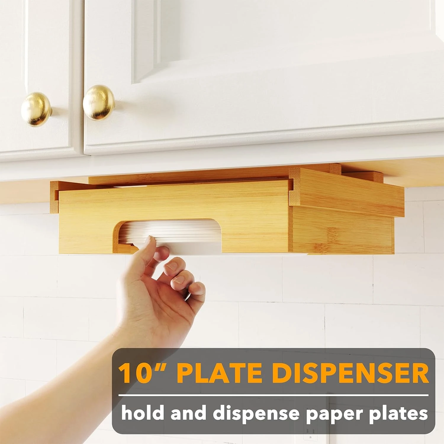 SpaceAid 10-inch Bamboo Vertical Paper Plate Organizer For Kitchen Cabinet 2 SpaceAid 10-inch Bamboo Vertical Paper Plate Organizer For Kitchen Cabinet - Image 2