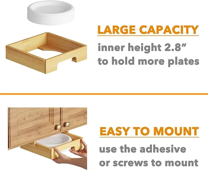 SpaceAid 10-inch Bamboo Vertical Paper Plate Organizer For Kitchen Cabinet 5 SpaceAid 10-inch Bamboo Vertical Paper Plate Organizer For Kitchen Cabinet - Image 5