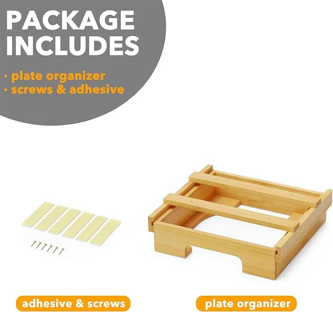 SpaceAid 10-inch Bamboo Vertical Paper Plate Organizer For Kitchen Cabinet 6 SpaceAid 10-inch Bamboo Vertical Paper Plate Organizer For Kitchen Cabinet - Image 6