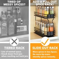 SpaceAid® Pull Out Spice Rack Heavy Duty Slide Out Spice Cabinet Organizers 8 SpaceAid® Pull Out Spice Rack Heavy Duty Slide Out Spice Cabinet Organizers -NeatNest Store pull out spice rack beforeafter