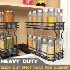 SpaceAid® Pull Out Spice Rack Heavy Duty Slide Out Spice Cabinet Organizers 12 SpaceAid® Pull Out Spice Rack Heavy Duty Slide Out Spice Cabinet Organizers -NeatNest Store pull out spice rack display