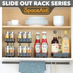 SpaceAid® Pull Out Spice Rack Heavy Duty Slide Out Spice Cabinet Organizers 9 SpaceAid® Pull Out Spice Rack Heavy Duty Slide Out Spice Cabinet Organizers -NeatNest Store pull out spice rack label